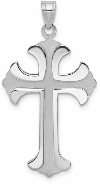14k White Gold Fleur De Lis Cross Pendant XK593
