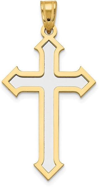 14k Yellow and White Gold Passion Cross Pendant XK610