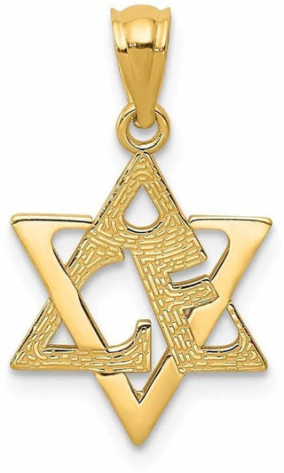 14k Yellow Gold Star Of David Pendant XR1212