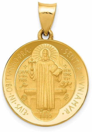 14k Yellow Gold Polished and Satin Medal Pendant