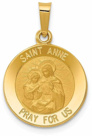 14k Yellow Gold Polished and Satin St. Anne Medal Pendant XR1285