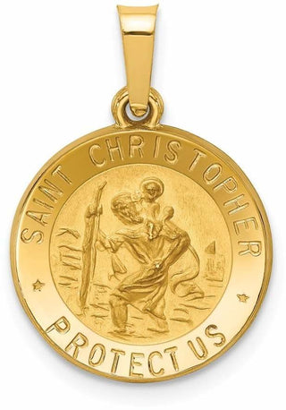 14k Yellow Gold Polished and Satin St. Christopher Medal Pendant XR1298