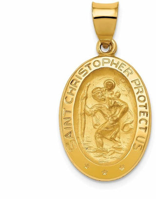 14k Yellow Gold Polished and Satin St. Christopher Medal Pendant XR1310