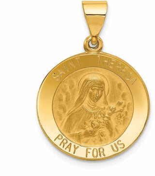 14k Yellow Gold Polished and Satin St. Theresa Medal Pendant XR1385