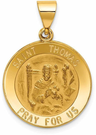 14k Yellow Gold Polished and Satin St. Thomas Medal Pendant