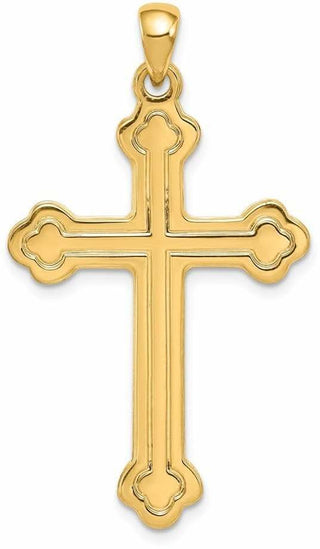 14k Yellow Gold Budded Cross Pendant XR141