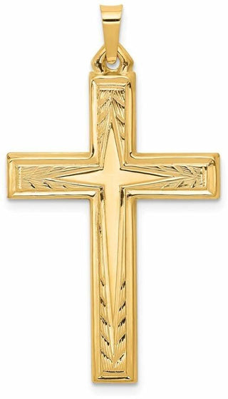 14k Yellow Gold Brushed and Polished Latin Cross Pendant XR1434