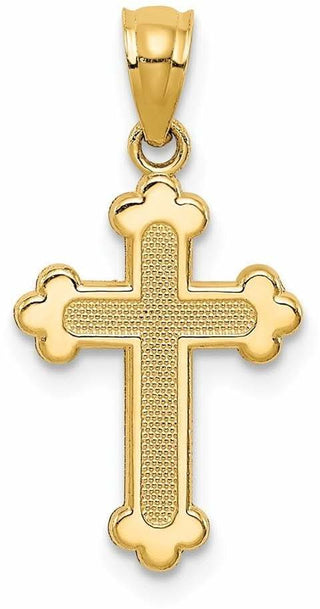 14k Yellow Gold Polished Small Budded Cross Pendant