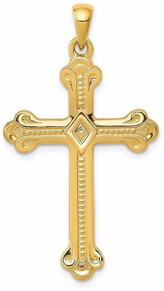 14k Yellow Gold Budded Cross Pendant XR149