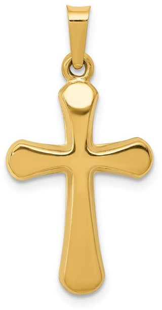 14k Yellow Gold Polished Rounded Cross Pendant XR1556