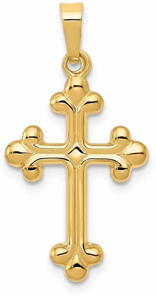 14k Yellow Gold Polished Budded Cross Pendant XR1600