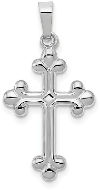 14k White Gold Polished Budded Cross Pendant XR1601