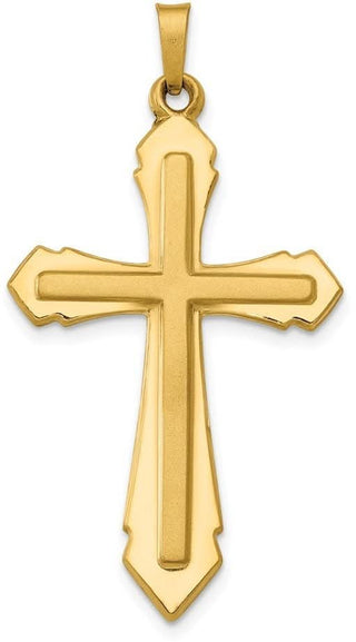 14k Yellow Gold Polished and Satin Passion Cross Pendant