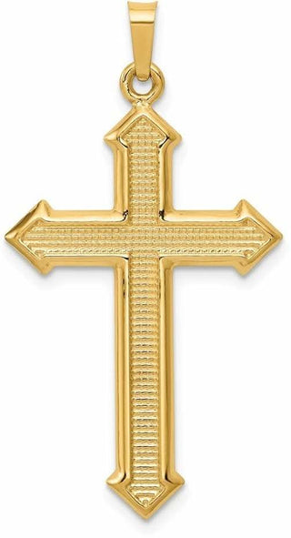 14k Yellow Gold Polished and Textured Passion Cross Pendant