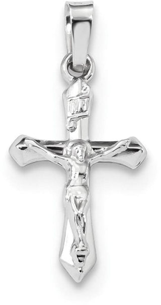 14k White Gold Polished Inri Crucifix Pendant XR1631