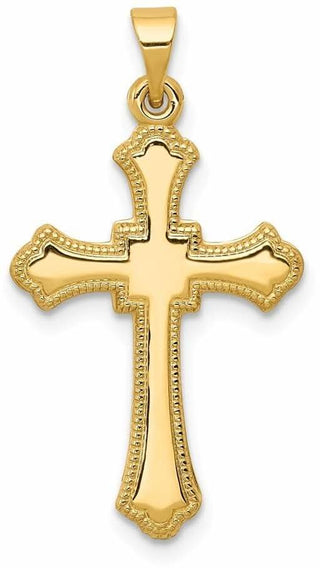 14k Yellow Gold Budded Cross Pendant XR167