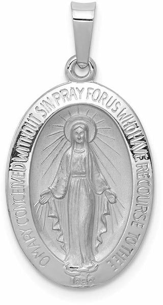 14k White Gold Miraculous Medal Pendant XR515
