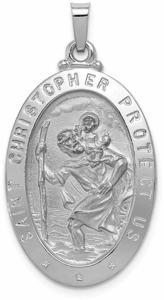 14k White Gold Saint Christopher Medal Pendant XR516