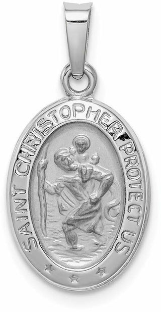 14k White Gold Saint Christopher Medal Pendant XR519