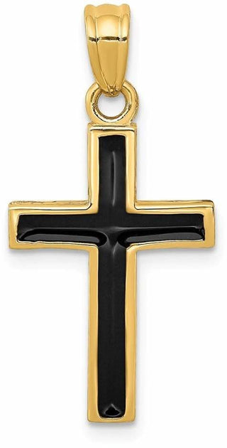 14k Yellow Gold Epoxy Latin Cross Pendant