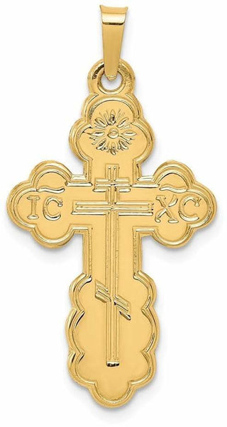 14k Yellow Gold Eastern Orthodox Cross Pendant XR568