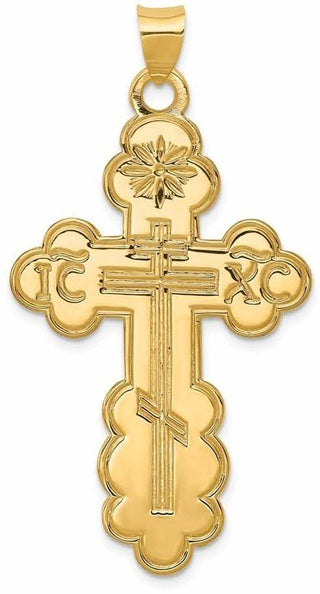 14k Yellow Gold Eastern Orthodox Cross Pendant XR570