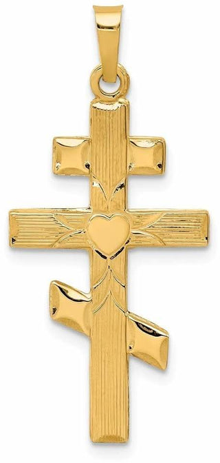 14k Yellow Gold Eastern Orthodox Cross Pendant XR582