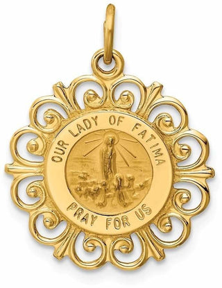 14k Yellow Gold Our Lady Of Fatima Medal Pendant XR667