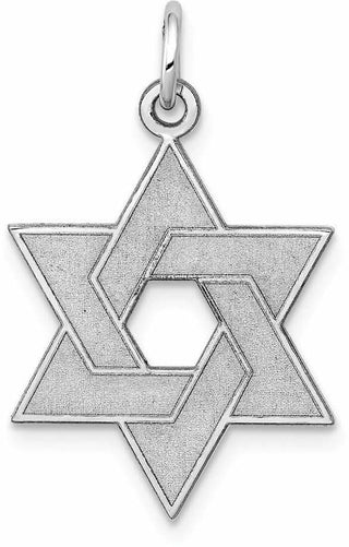 14k White Gold Laser Designed Star Of David Pendant XR989