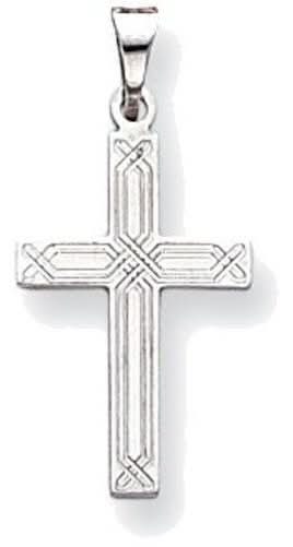 14k White Gold Solid Cross Pendant XWR28